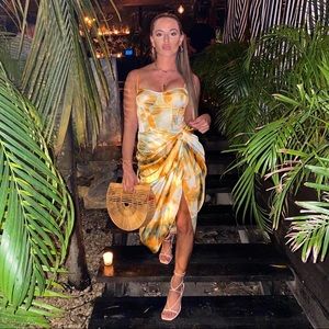 Orange Corset & Midi Skirt